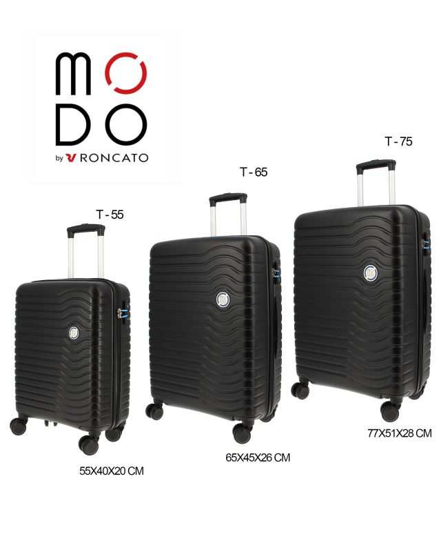 Product: MODO BY RONCATO - TROLLEY NERO 4 RUOTE DOPPIE IN ABS CON COMBINAZIONE TSA (1 of 5)