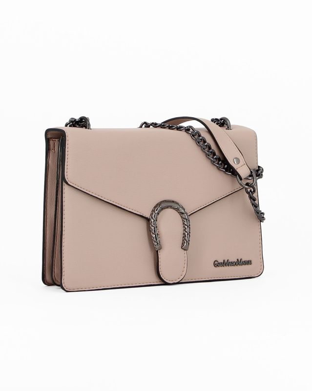 Product: GIANMARCO VENTURI - Tracolla beige doppio scomparto con accessorio sulla patta (1 of 4)