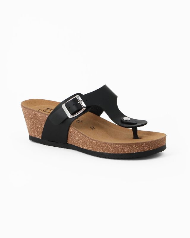 Product: SANA COMFORT - Ciabatta nera infradito con sottopiede in VERA PELLE e suola antiscivolo, MADE IN ITALY (1 of 4)