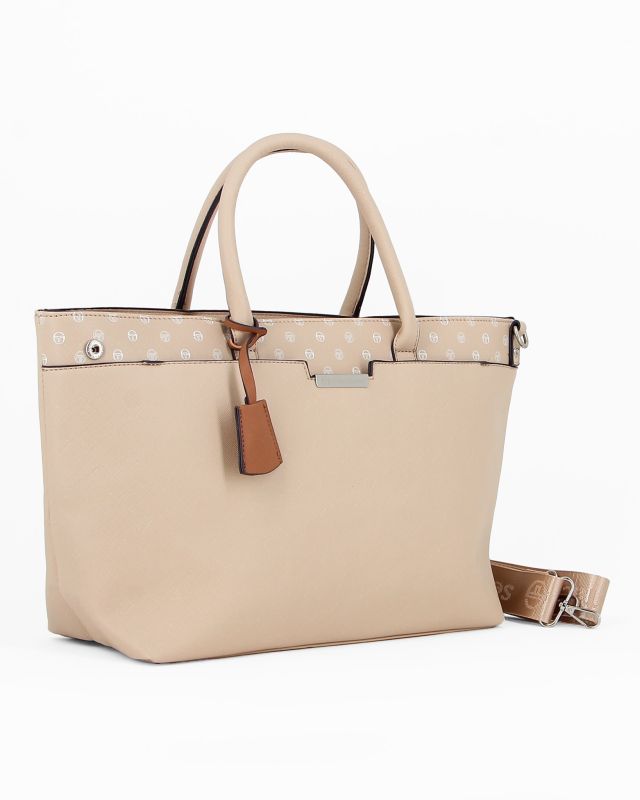 Product: SERGIO TACCHINI - Borsa a mano beige con tasca frontale, tracolla removibile (1 of 4)