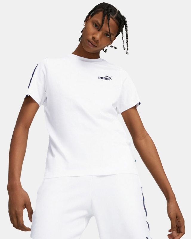 Product: PUMA - T shirt girocollo da uomo bianca con stampa logo laterale colorata (1 of 4)