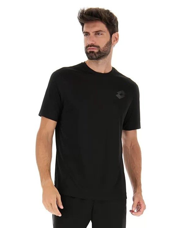 Product: LOTTO - T shirt sportiva da uomo nera in tessuto traspirante (1 of 3)