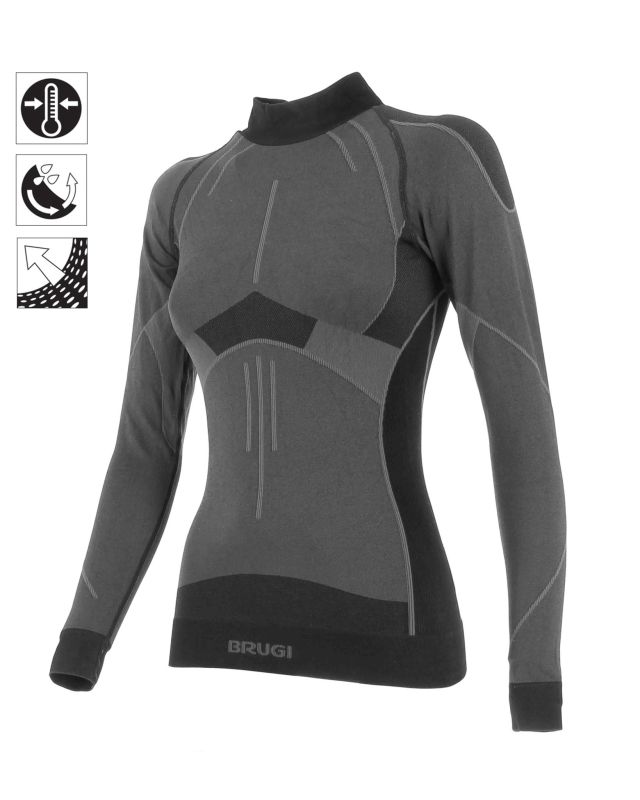 Product: BRUGI - Maglia da donna grgia e nera termica traspirante senza cuciture (2 of 3)