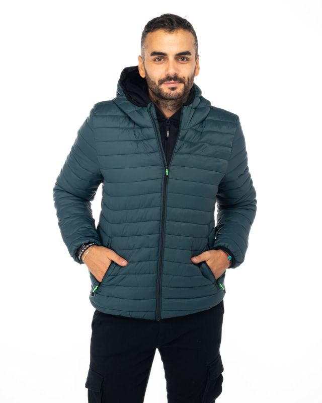 Product: ON SPIRIT - PIUMINO PETROLIO DA UOMO CON CAPPUCCIO AU01957 (1 of 4)