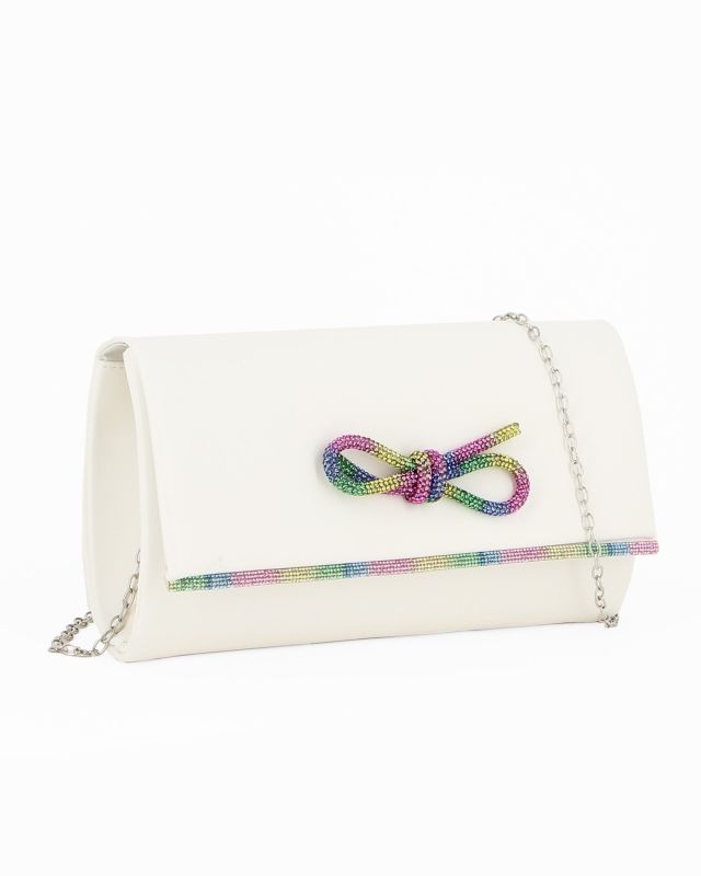 Product: MISS GLOBO -Bustina bianca con fiocco e inserto strass multicolor (1 of 4)