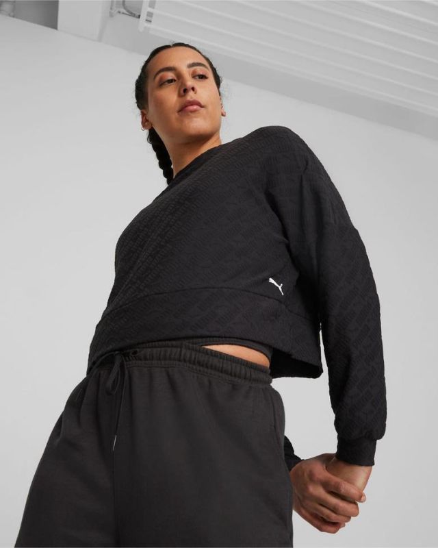 Product: PUMA - Felpa crop da donna nera in tessuto traspirante (1 of 6)