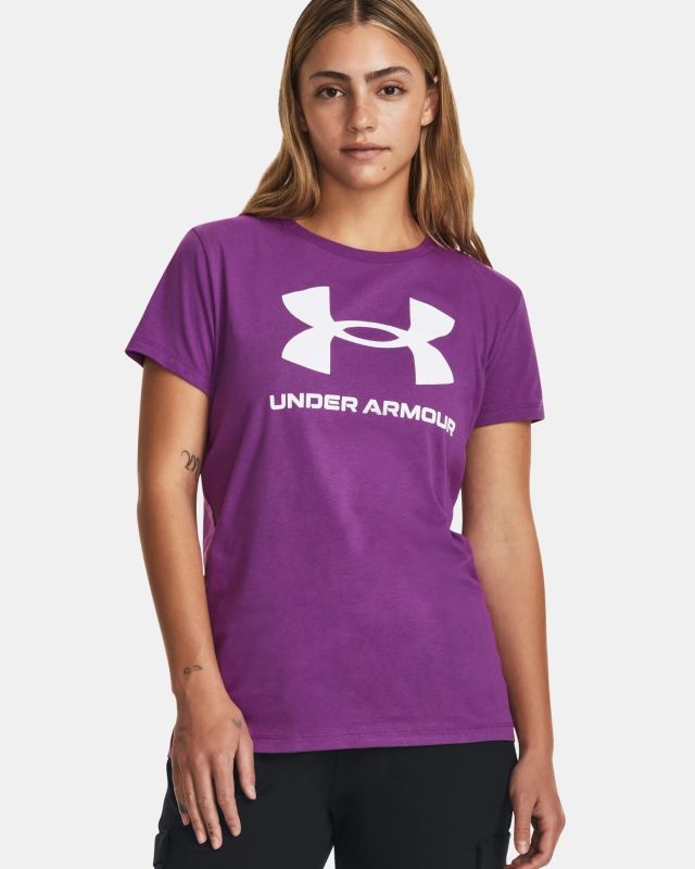 Product: UNDER ARMOUR - T shirt da donna viola in tessuto traspirante (1 of 3)
