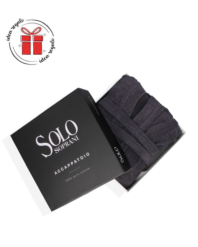 Product: SOLO SOPRANI - Accappatoio unisex con cappuccio grigio scuro (1 of 4)