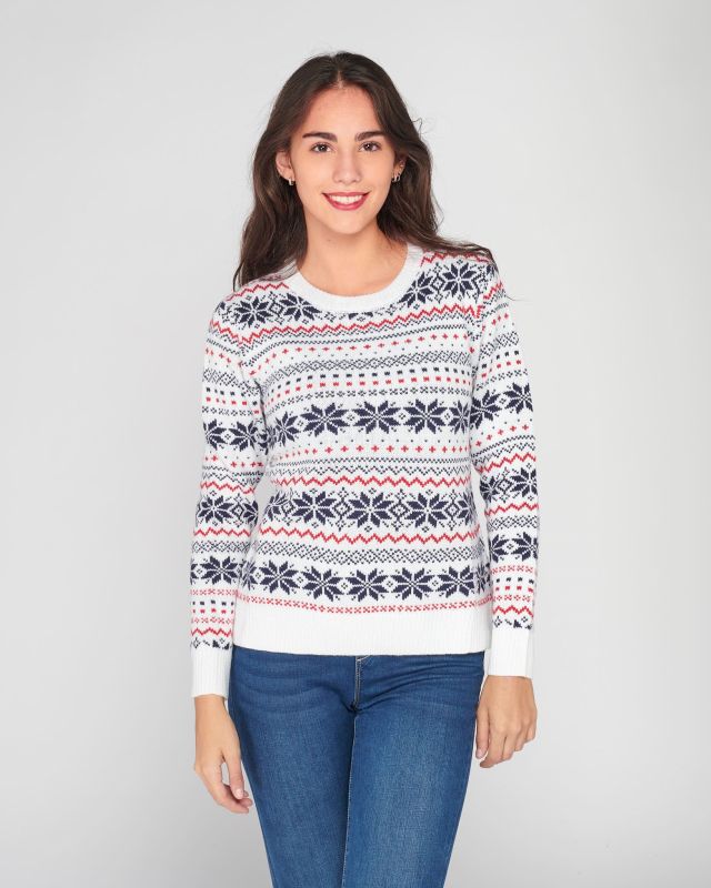 Product: ENRICO COVERI - Maglione natalizio da donna bianco fantasia norvegia (1 of 3)