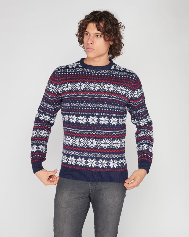 Product: ENRICO COVERI - Maglione natalizio da uomo blu fantasia norvegia (1 of 4)