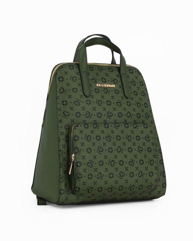 Product: SOLO SOPRANI - Zaino verde due manici con tascone frontale e spalline regolabili (1 of 4)