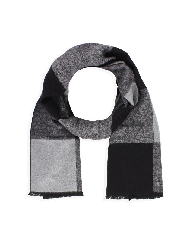 Product: WAMPUM - Sciarpa con frange a quadri grigia e nera da uomo (1 of 2)