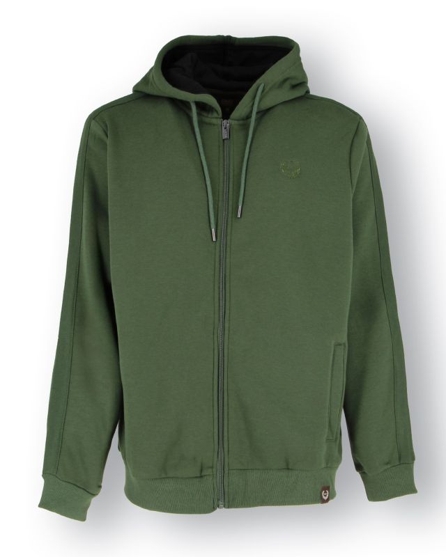 Product: GIANMARCO VENTURI - Felpa con cappuccio verde militare da uomo full zip (1 of 3)
