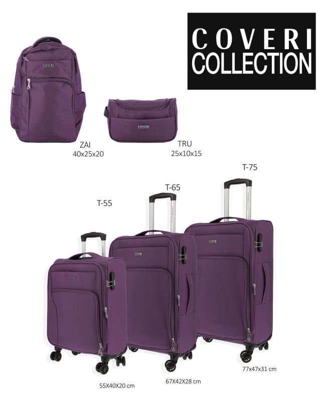 Product: COVERI COLLECTION - TROLLEY VIOLA IN TESSUTO ESPANDIBILE CON DOPPIA TASCA FRONTALE (1 of 8)