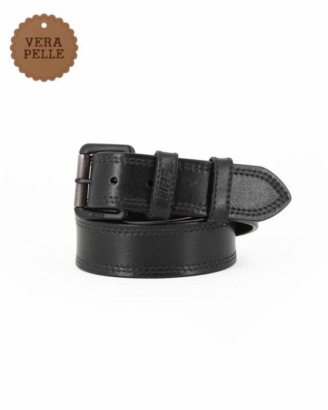 Product: RIFLE - Cintura nera da uomo in VERA PELLE con fibbia nichel free (1 of 9)