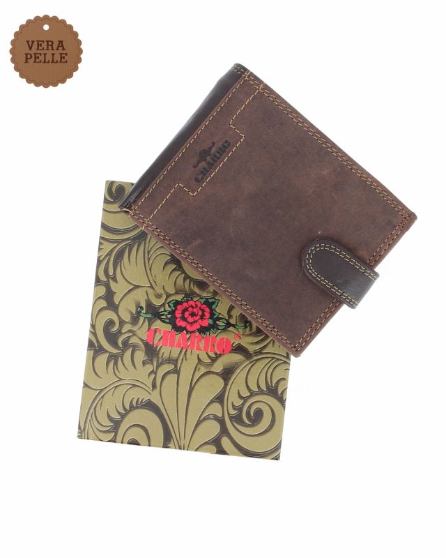 Product: CHARRO - Portafoglio testa moro da uomo in VERA PELLE con pattina e ribaltina interna (1 of 4)