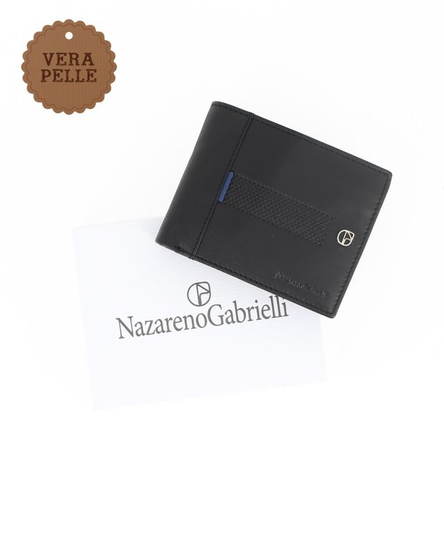 Product: NAZARENO GABRIELLI - Portafoglio nero da uomo in VERA PELLE (1 of 4)