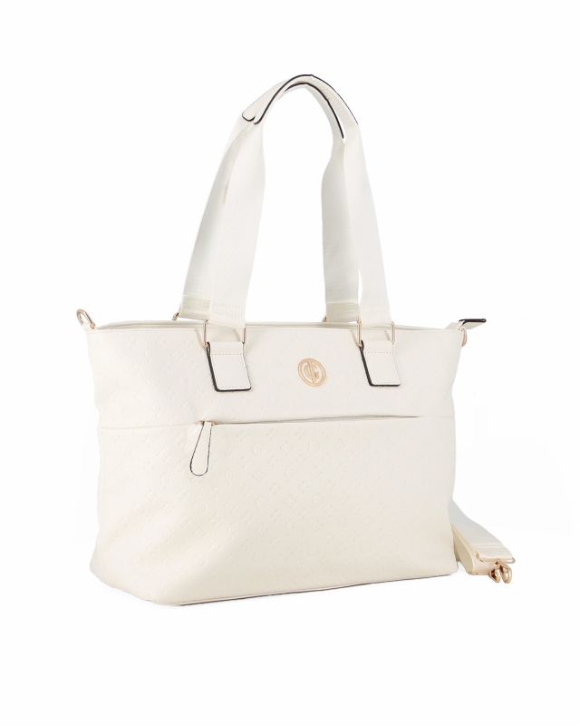 Product: JUST GOLF - Borsa shopping bianca loggata con tasca frontale e tracolla removibile (1 of 15)