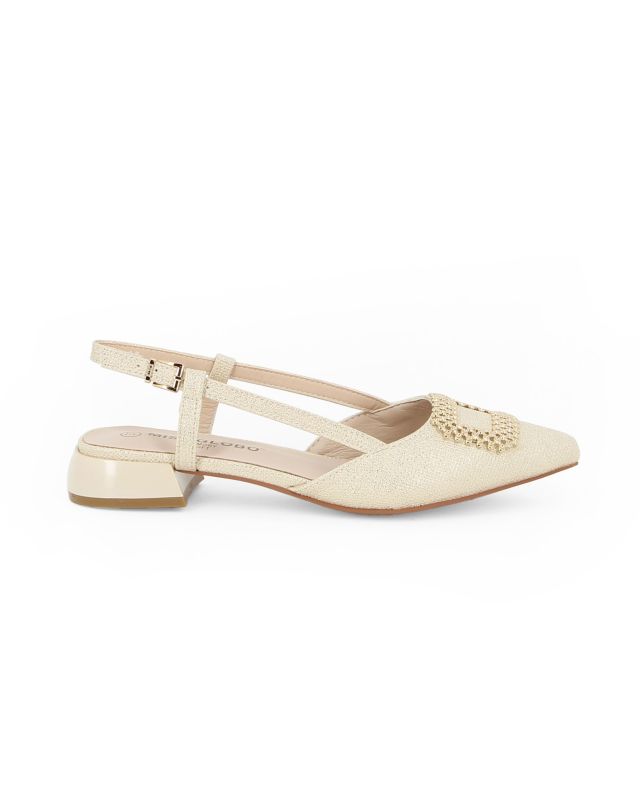 Product: MISS GLOBO - Ballerina slingback beige con accessorio sulla punta e sottopiede in MEMORY SOFT, tacco 2,5CM (1 of 4)