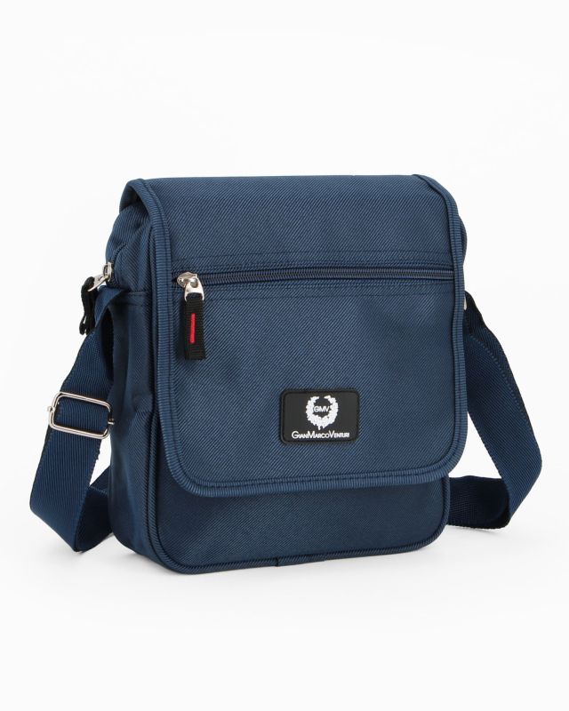 Product: GIANMARCO VENTURI - Borsello blu da uomo con tasca sulla patta (1 of 4)