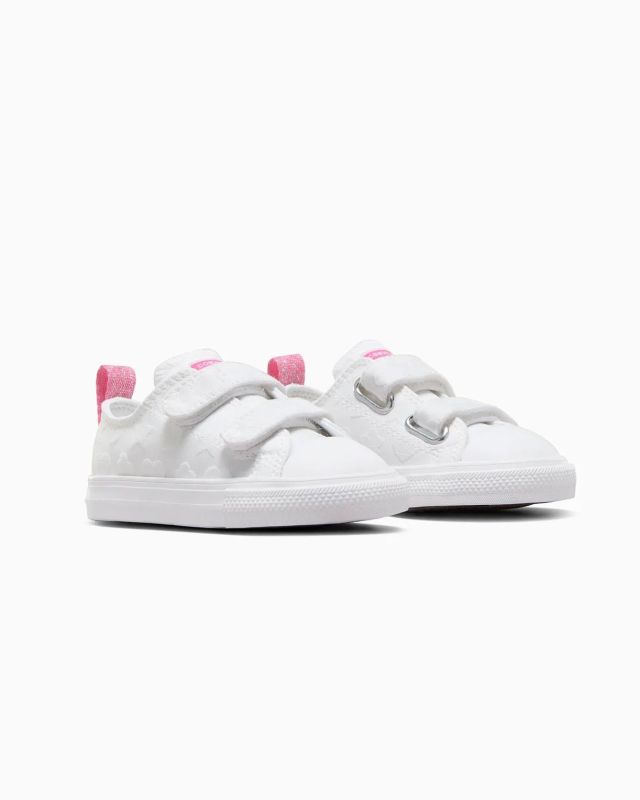 Product: CONVERSE - Sneaker in tela bianca a fantasia da bambina con doppio strappo, numerata 20/26 - CHUCK TAYLOR ALL STAR 2V OX TD (1 of 6)
