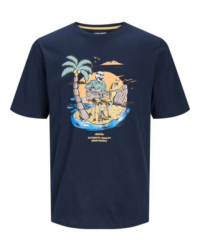 Product: JACK&JONES - T-shirt blu con stampa a maniche corte (1 of 3)