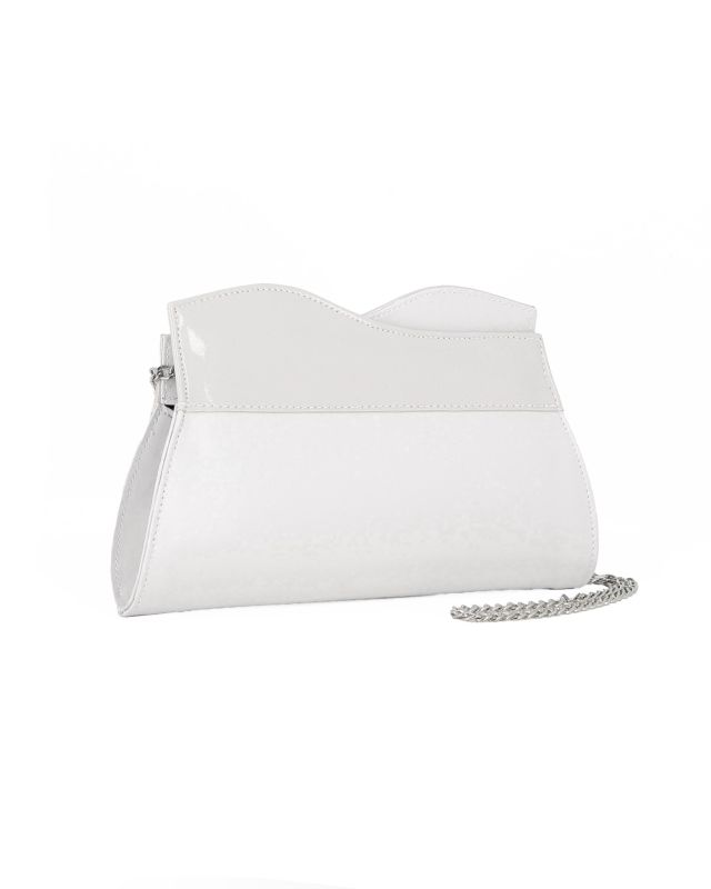 Product: ANNES NICOLE - Pochette bianca con bordo ondulato in vernice, MADE IN ITALY (1 of 4)