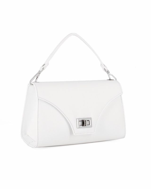 Product: ANNES NICOLE - Pochette bianca un manico con patta e chiusura a girello, MADE IN ITALY (1 of 5)