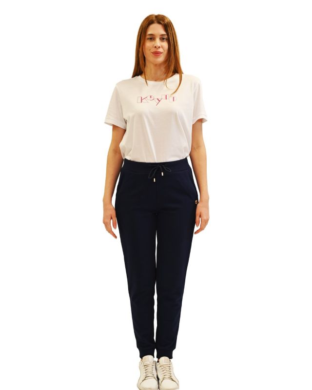 Product: KEY UP - PANTALONE TUTA BLU CON POLSINO DA DONNA (1 of 5)