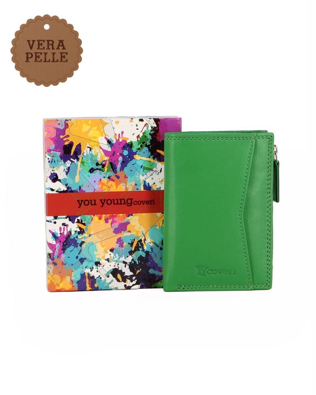 Product: YOU YOUNG COVERI - Portafoglio verde in VERA PELLE da donna con tasca frontale (1 of 4)