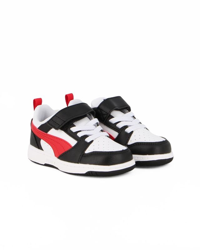 Product: PUMA - SNEAKERS KIDS REBOUND V6 LO AC+TD BIANCA CON DETTAGLI ROSSI E NERI DAL 20 AL 27, 397420-04 (1 of 5)