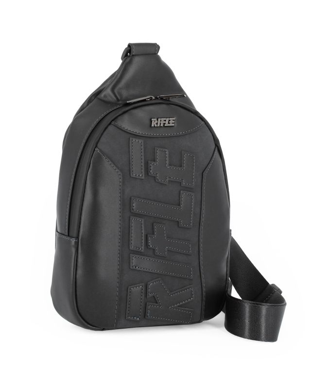 Product: RIFLE - Borsello monospalla nero da uomo con tasca posteriore (1 of 4)