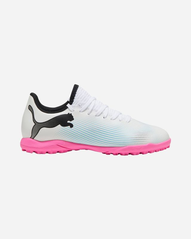 Product: PUMA - Scarpa da calcetto bambino bianca e nera con suola colorata - FUTURE 7 PLAY TT JR (1 of 6)
