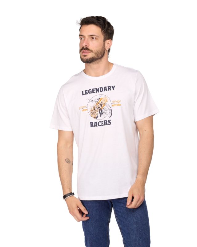 Product: BROKER'S - Tshirt manica corta bianca con stampa in cotone (1 of 3)