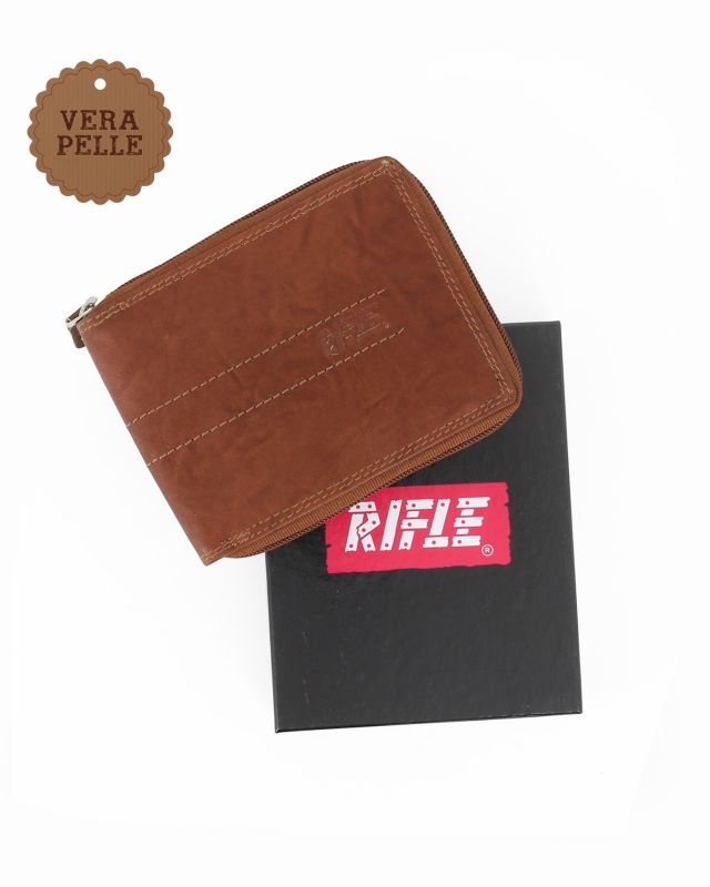 Product: RIFLE - Portafoglio marrone in VERA PELLE con chiusura a zip (1 of 3)