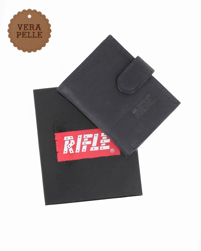 Product: RIFLE - Portafoglio blu in VERA PELLE con zip posteriore (1 of 3)