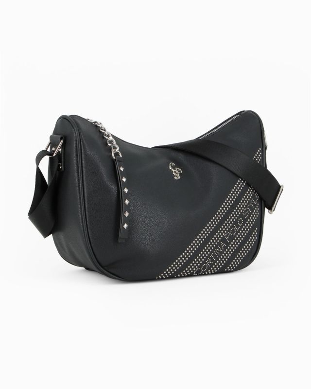Product: CORTINA POLO STYLE - Borsa mezzaluna nera con borchie (1 of 4)