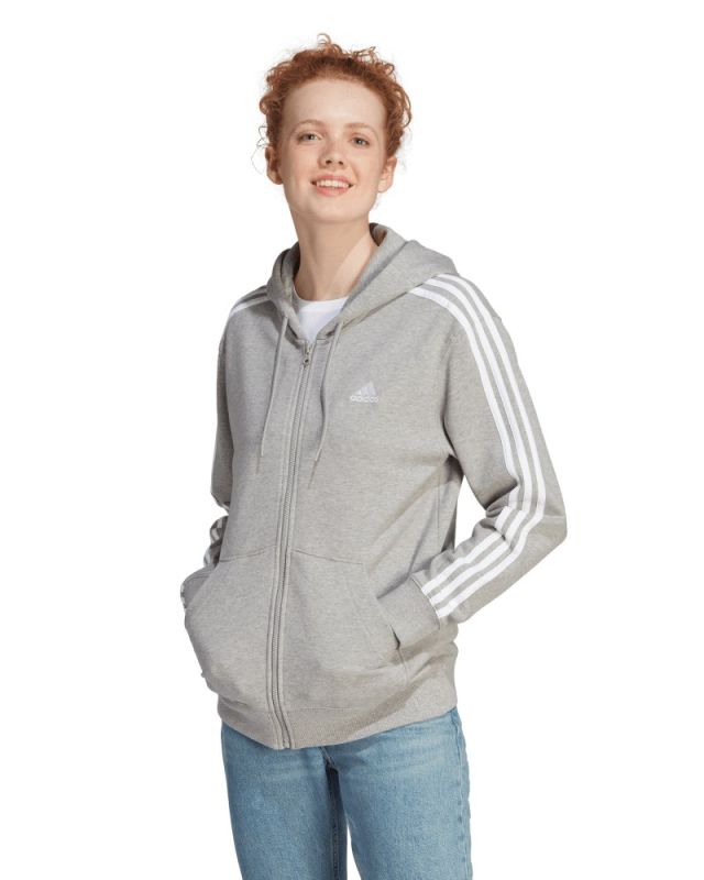 Product: ADIDAS - FELPA CON CAPPUCCIO GRIGIA 3S FT FZ R HD DA DONNA - IK8393 (1 of 5)