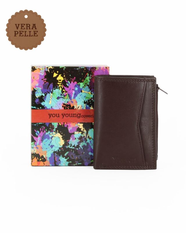 Product: YOU YOUNG COVERI - Portafoglio marrone in VERA PELLE da donna con tasca frontale (1 of 3)