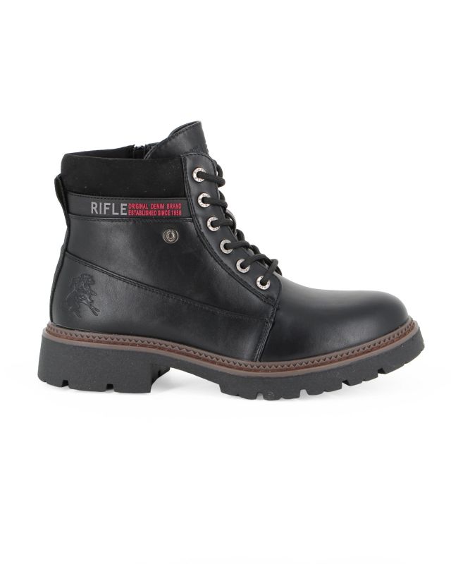 Product: RIFLE - Scarponcino nero da uomo con lacci e zip laterale (1 of 4)