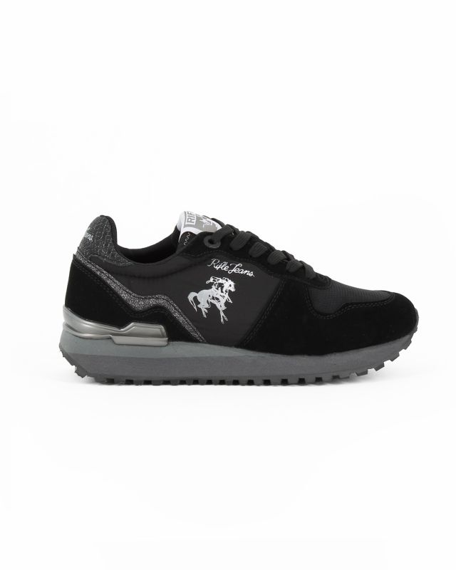 Product: RIFLE - Scarpa nera da donna con lacci e logo laterale (1 of 4)