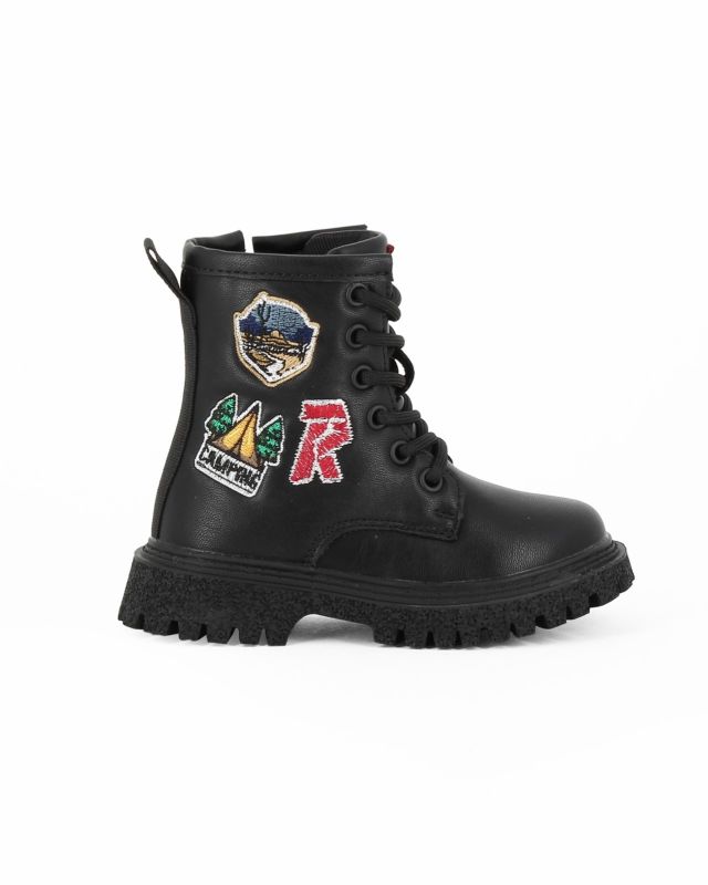 Product: RIFLE - Anfibio nero da bambina con lacci e zip laterale (1 of 4)