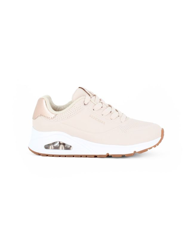 Product: SKECHERS UNO GOLDEN AIR - Sneakers beige da donna con dettaglio tomaia traforata e inserto rose gold (1 of 10)