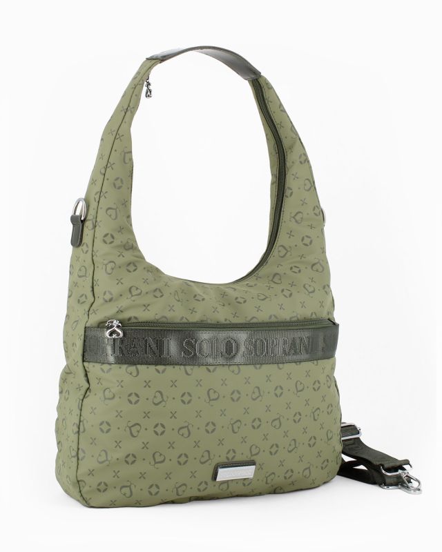 Product: SOLO SOPRANI - Borsa sacca verde con tasca frontale, tracolla removibile (1 of 4)