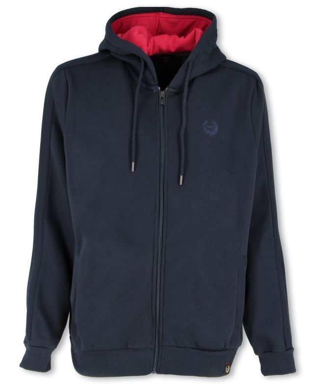 Product: GIANMARCO VENTURI - Felpa con cappuccio blu scuro da uomo full zip (1 of 3)