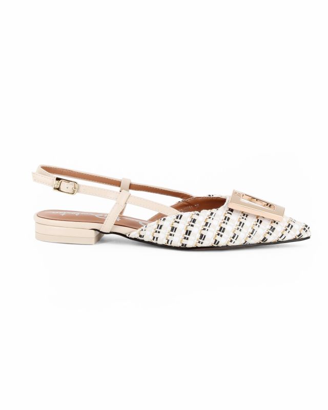 Product: RENATO BALESTRA - Ballerina slingback beige intrecciata con sottopiede in VERA PELLE (1 of 4)