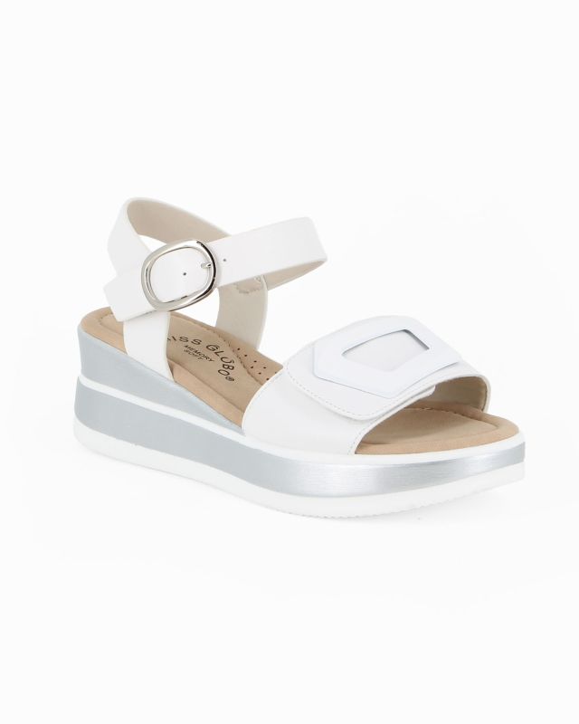 Product: MISS GLOBO - Sandalo platform bianco con strappo e cinturino alla caviglia (1 of 4)