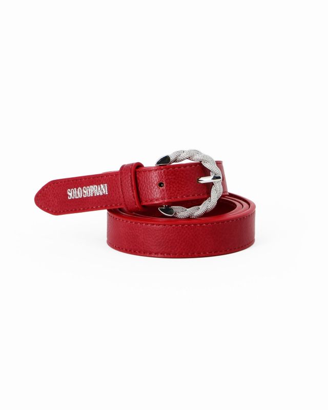 Product: SOLO SOPRANI - Cinta rossa da donna con fodera in VERA PELLE (1 of 3)
