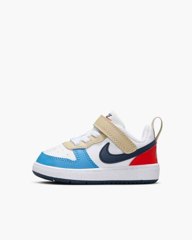 Product: NIKE - SNEAKERS KIDS BIANCHE, ROSSE, BLU, CELESTI  E BEIGE COURT BOROUGH LOW TD RECRAFT  DAL 19,5  AL 27  DV5458-121 (1 of 5)
