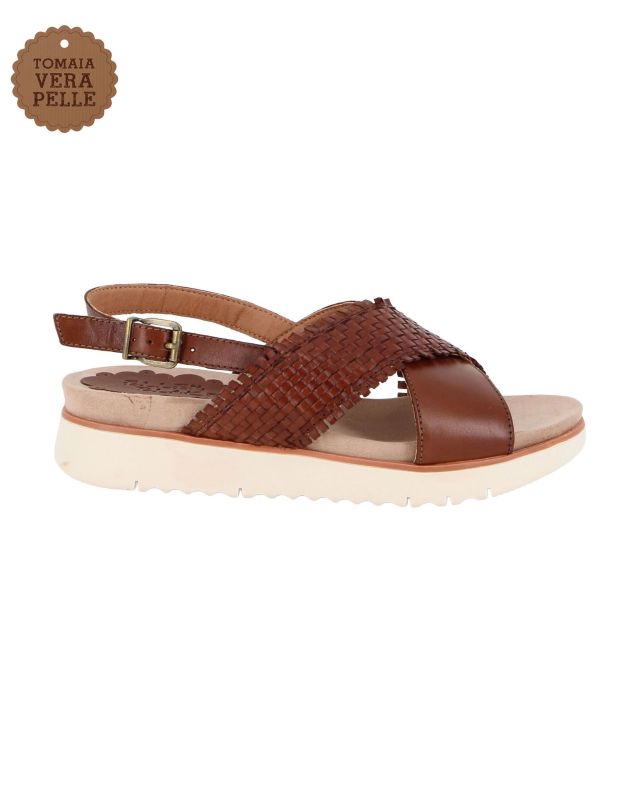 Product: ELLEN BLAKE - Sandalo rovere in VERA PELLE con fasce incrociate, tacco 3,5CM (1 of 8)